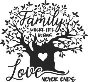 وکتور درخت با قلب و عشق به خانواده