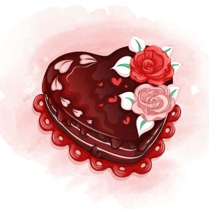وکتور کیک شکلاتی شکل قلب طرح ولنتاین