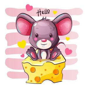 وکتور کارتونی موش روی پنیر