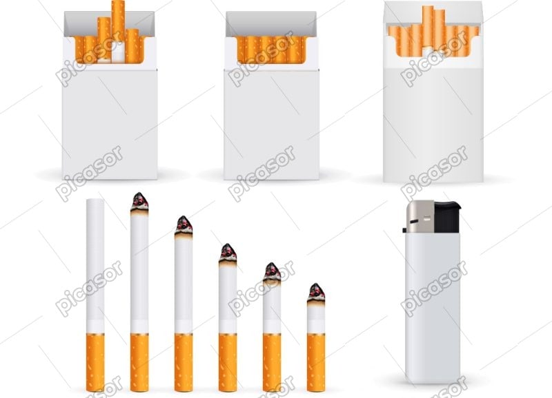 10 وکتور پاکت سیگار و فندک