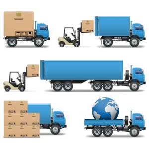 5 وکتور کامیون حمل کالا با لیفتراک - وکتور ارسال مرسوله پستی