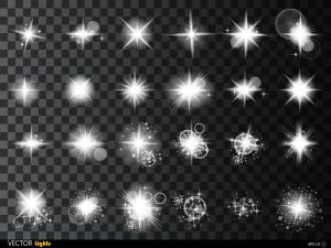24 وکتور درخشش نور ستاره با نور درخشان
