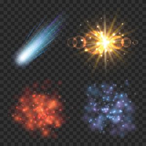 4 وکتور افکت نور کهکشان و شهاب سنگ