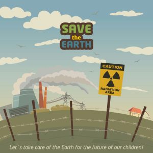 وکتور آلودگی رادیواکتیو نیروگاه هسته ای و آلودگی زیست محیطی - وکتور پوستر نجات زمین