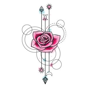 وکتور سمبل جادو با گل رز - وکتور هنری اشکال هندسی با گل سرخ