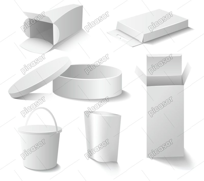 6 وکتور موکاپ جعبه و بسته بندی کاغذی