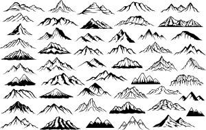 50 وکتور کوهستان و رشته کوه - وکتور آیکون انواع کوه مناسب طراحی لوگو
