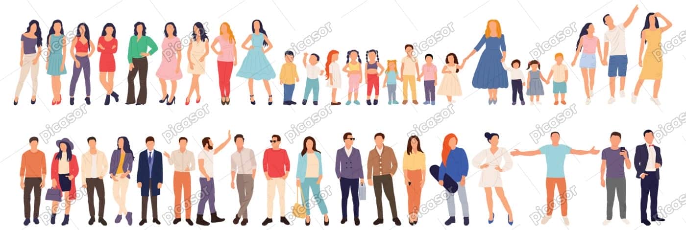 43 وکتور آیکون بچه و مرد و زن - وکتور آیکون آدمک برای سایتهای فروشگاه پوشاک 43 وکتور آیکون بچه و مرد و زن - وکتور آیکون آدمک برای سایتهای فروشگاه پوشاک