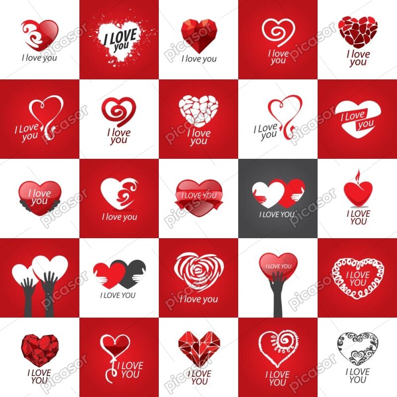25 وکتور لوگو قلب با دست و قلب منقش - وکتور انواع قلب