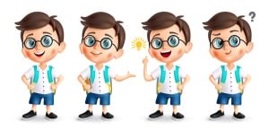 4 وکتور پسربچه دانش آموز