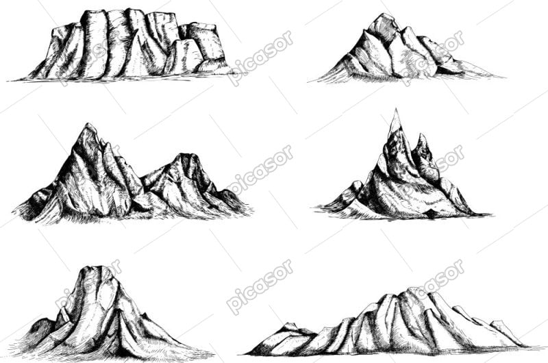 6 وکتور نقاشی کوه و کوهستان