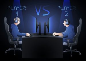 وکتور 2 گیمر در حال بازی با کامپیوتر
