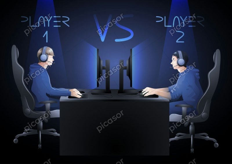 وکتور 2 گیمر در حال بازی با کامپیوتر
