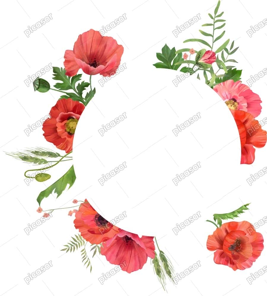 نقاشی قاب دایره گلهای شقایق آبرنگی - کلیپ آرت نقاشی قاب شقایق نقاشی قاب دایره گلهای شقایق آبرنگی - کلیپ آرت نقاشی قاب شقایق