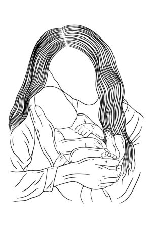 وکتور نوزاد بغل مادر