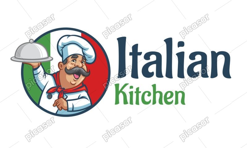 وکتور لوگو آشپز ایتالیایی کارتونی لوگو شف - وکتور لوگو رستوران ایتالیایی