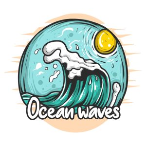 وکتور تصویرسازی موج دریا طرح کارتونی - وکتور لوگو دریا
