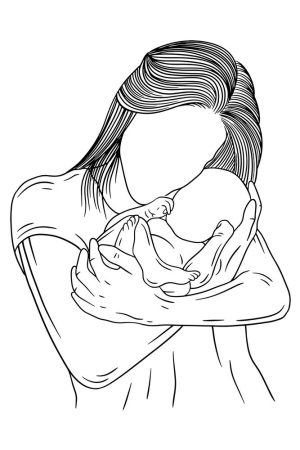 وکتور نقاشی نوزاد بغل مادر - وکتور مادر با نوزاد
