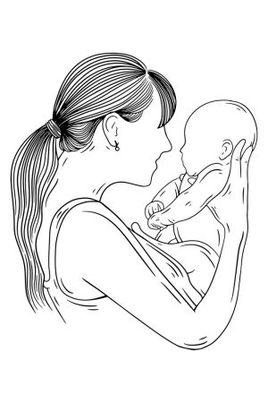 وکتور نوزاد در آغوش مادر
