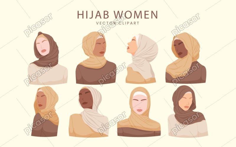 8 وکتور زن محجبه زن با حجاب اسلامی