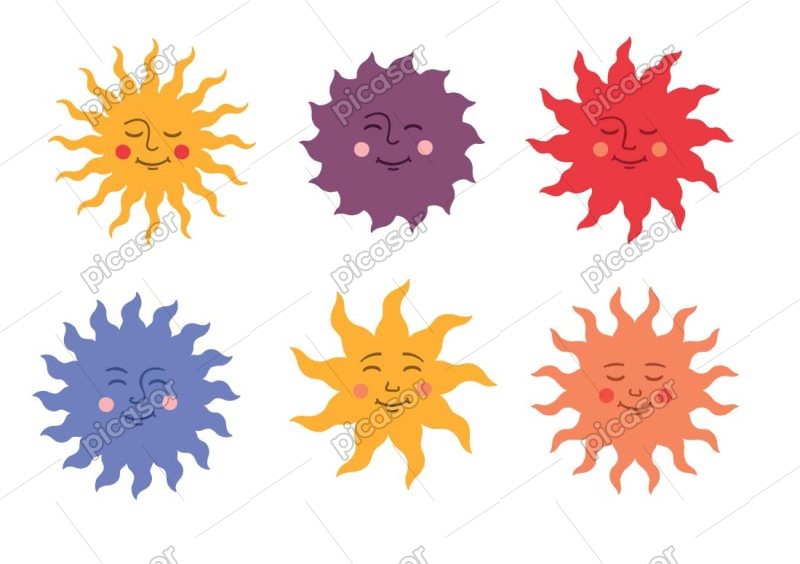 6 وکتور خورشید کارتونی