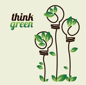 وکتور لامپ شکل گیاه سبز کانسپت لامپ کم مصرف و انرژی پاک