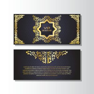 2 وکتور کارت VIP لاکچری قاب با ستاره 8 ضلعی ویکتورین طلایی