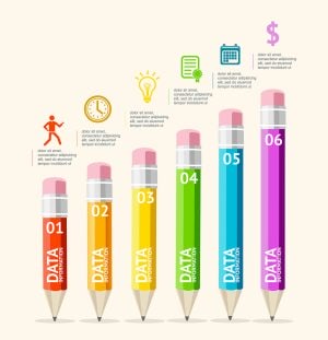 وکتور اینفوگرافیک مداد رنگی - وکتور اینفوگرافیک آموزشی