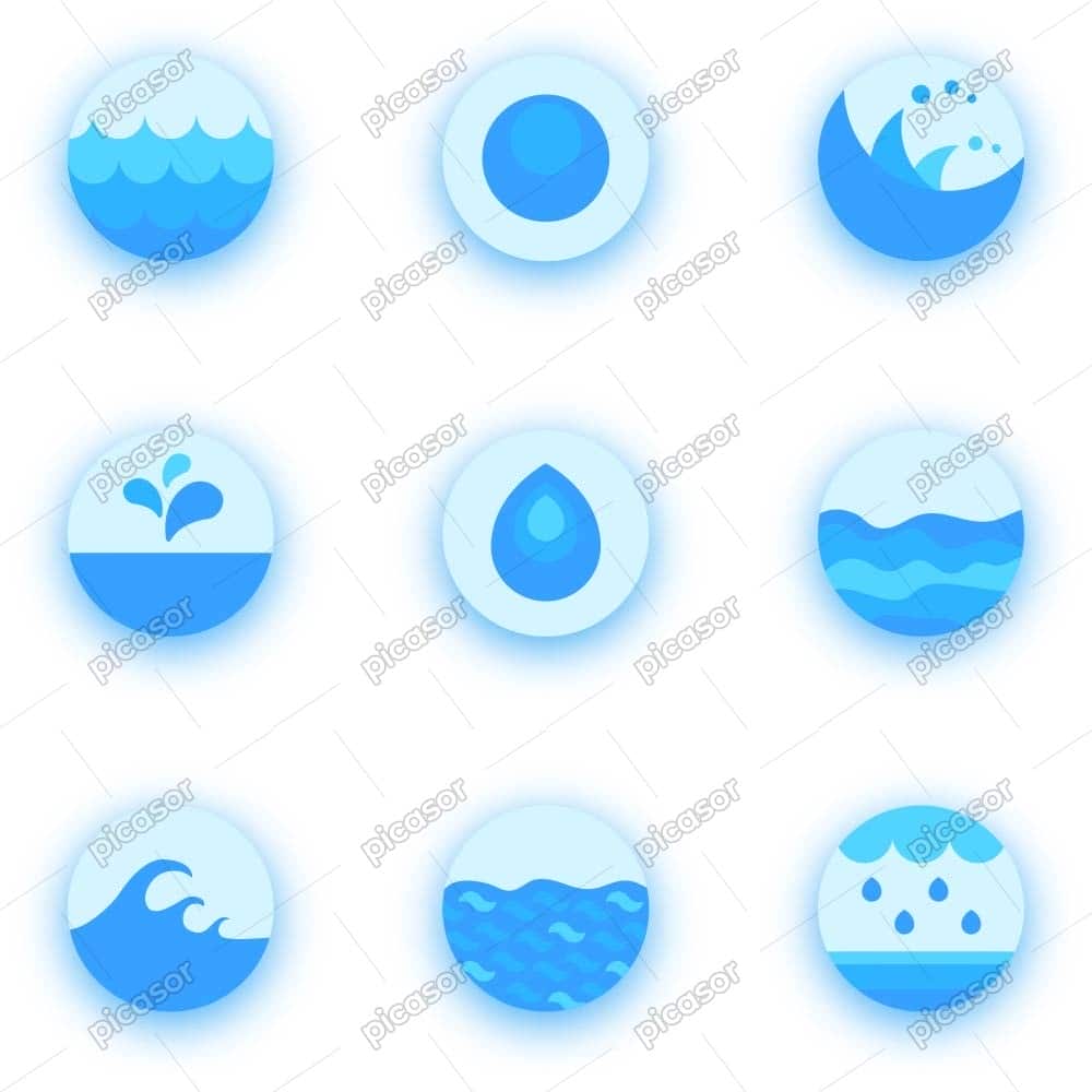 9 وکتور آیکون آب آیکون دریا و موج دریا آیکون قطره آب 9 وکتور آیکون آب آیکون دریا و موج دریا آیکون قطره آب