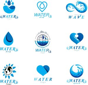 9 وکتور لوگو آب لوگو قلب با آب لوگو قطره - وکتور منابع آب کره زمین