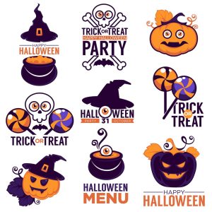 9 وکتور لوگو هالووین وکتور کدو تنبل هالووین و کلاه جادوگر