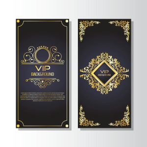 2 وکتور کارت VIP قاب برگ ویکتورین طلایی