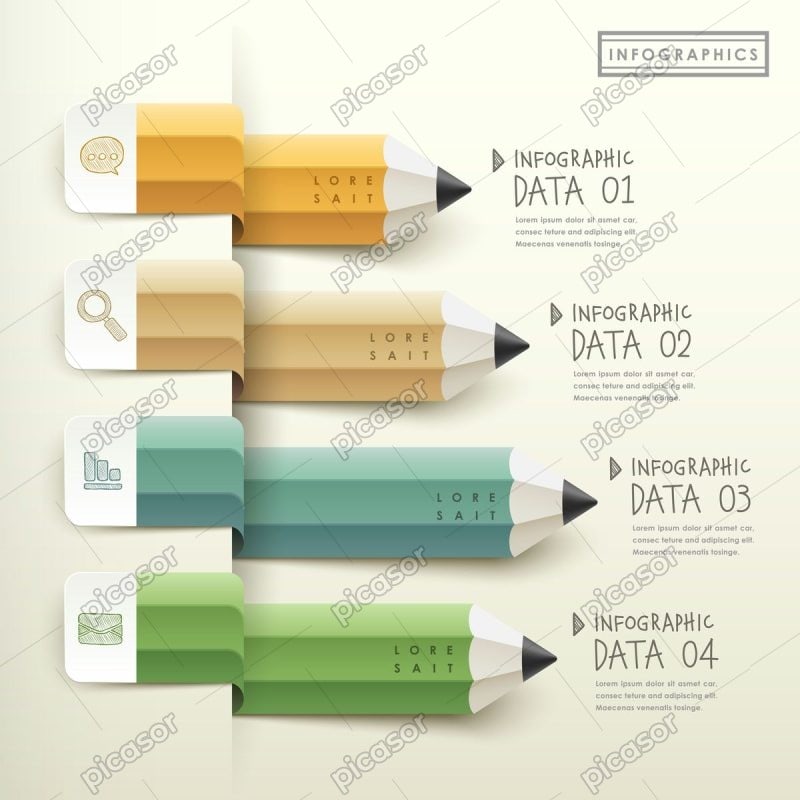 وکتور اینفوگرافیک مداد طرح بنر - وکتور اینفوگرافیک آموزشی
