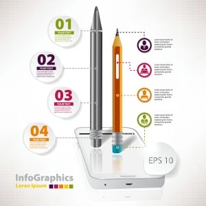 وکتور اینفوگرافیک مداد و موبایل - وکتور اینفوگرافیک آموزشی