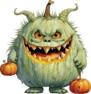 وکتور هیولا ترسناک با کدو هالووین - وکتور نقاشی غول