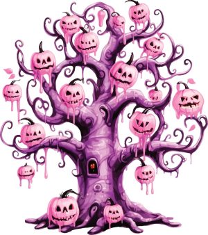 وکتور درخت هالووین - وکتور نقاشی درخت ترسناک