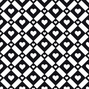 وکتور پترن شطرنجی با قلب الگو قلب با مربعی پس زمینه قلب و مربع های کوچک