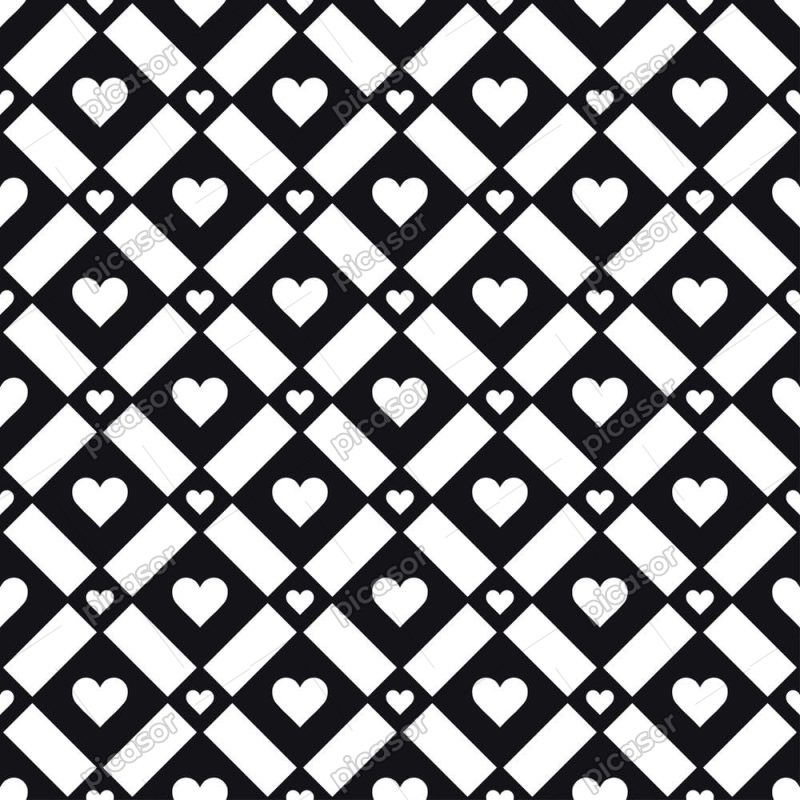 وکتور پترن شطرنجی با قلب الگو قلب با مربعی پس زمینه قلب و مربع های کوچک