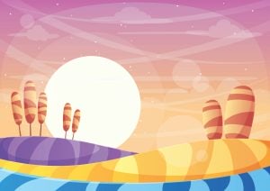وکتور چشم انداز طلوع در چمنزار و دشت