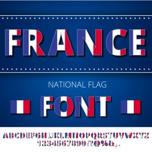 وکتور حروف انگلیسی طرح پرچم فرانسه با اعداد شکل پرچم کشور فرانسه