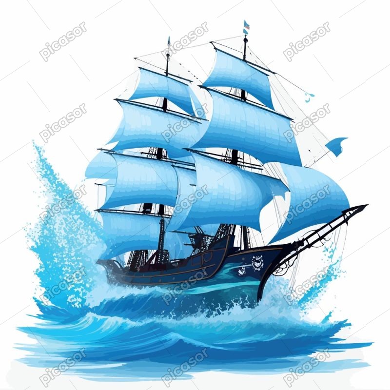 وکتور کشتی بادبانی نقاشی کشتی بادبانی