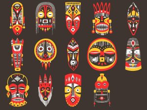 14 وکتور ماسک آفریقایی نماد آفریقایی ها - وکتور سمبل مردم آفریقا