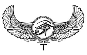 وکتور چشم حوروس بالدار با عنخ طرح تتو - وکتور سمبل و نماد مصر باستان