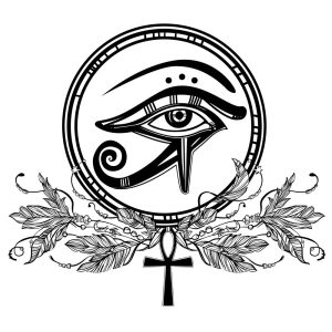 وکتور چشم حوروس با عنخ طرح تتو - وکتور سمبل و نماد مصر باستان