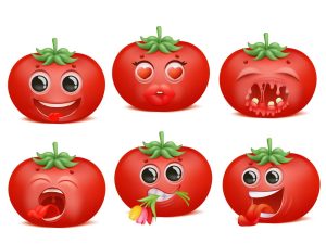6 وکتور ایموجی گوجه فرنگی کارتونی بامزه سبزیجات کارتونی