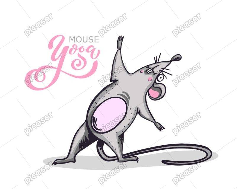 وکتور موش کارتونی بامزه - وکتور یوگا با موش کارتونی