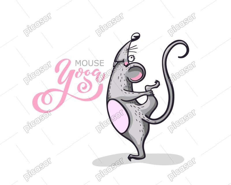 وکتور حرکات یوگا با موش کارتونی