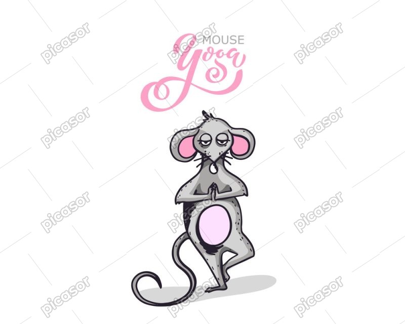 وکتور موش کارتونی بامزه - وکتور یوگا و موش کارتونی