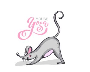 وکتور حرکات یوگا با موش کارتونی