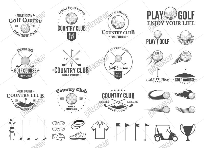 40 وکتور لوازم گلف لوگو گلف و توپ گلف